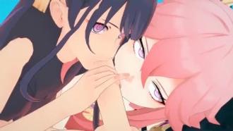  高清60帧 尘歌壶温泉双飞盛宴！雷电将军×八重神子激情夹击旅行者 3P性爱全记录 3D